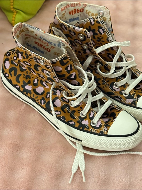 Converse Shoes - Converse High Top Sneakers in Tan, Black & Pink Leopard